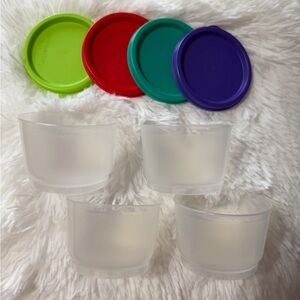 NEW Vintage Tupperware 4oz snack cups with lids. Set of 4. Multi color